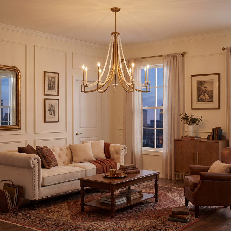 Savoy House Helen 9-Light Chandelier, Warm Brass