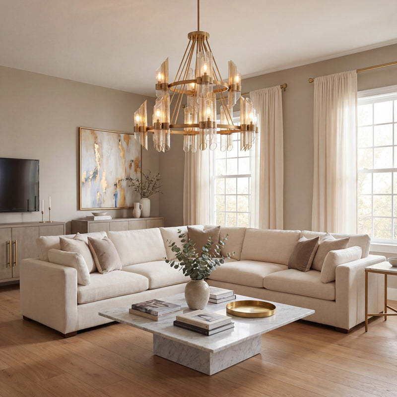 Savoy House Biltmore 12-Light Chandelier, Warm Brass