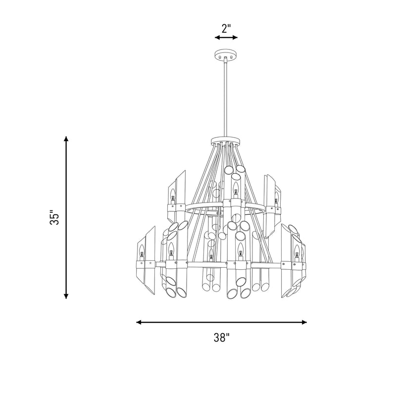Savoy House Biltmore 12-Light Chandelier, Warm Brass