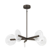 Savoy House Ainslie 30in 5-Light LED Chandelier | Modern Mediterranean Bronze Metal and Strie Glass | Dining Room & Living Room | 30 in | Model 1-9305-5-15