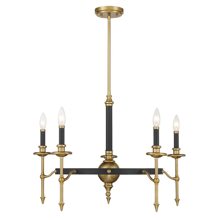 Savoy House Consulate 5Lt Chandelier, Matte Black and Warm Brass - 1-9511-5-143