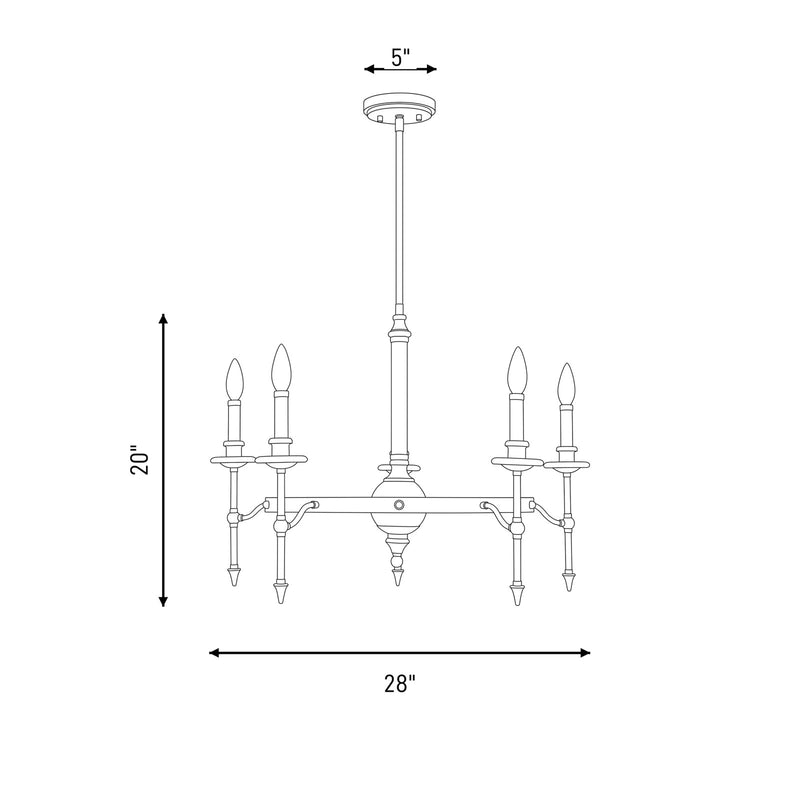 Savoy House Consulate 5Lt Chandelier, Matte Black and Warm Brass