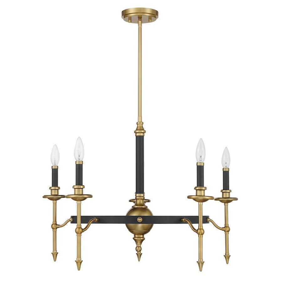 Savoy House Consulate 5Lt Chandelier, Matte Black and Warm Brass
