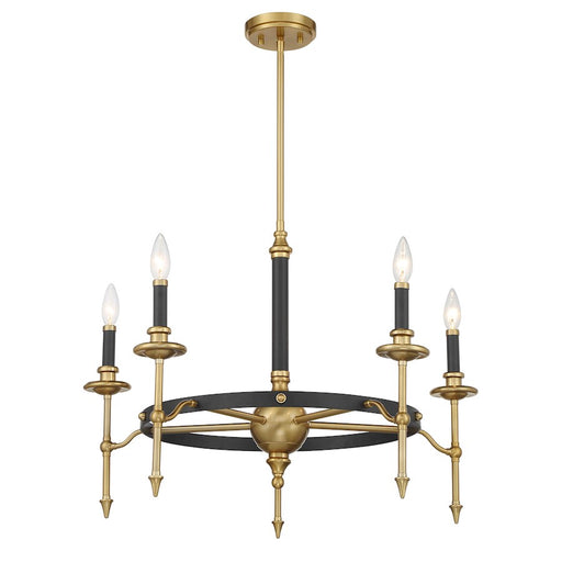 Savoy House Consulate 5Lt Chandelier, Matte Black and Warm Brass