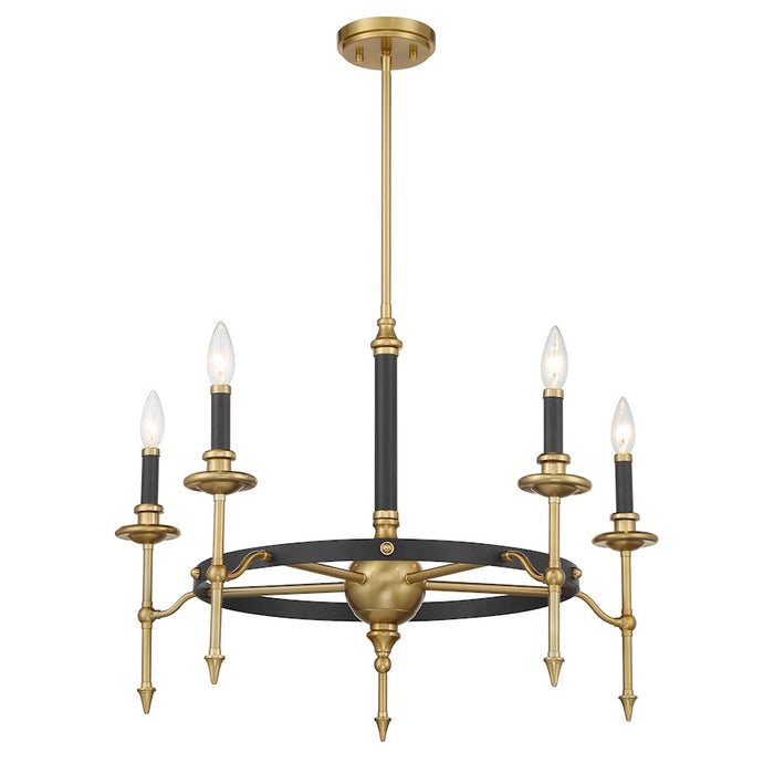 Savoy House Consulate 5Lt Chandelier, Matte Black and Warm Brass