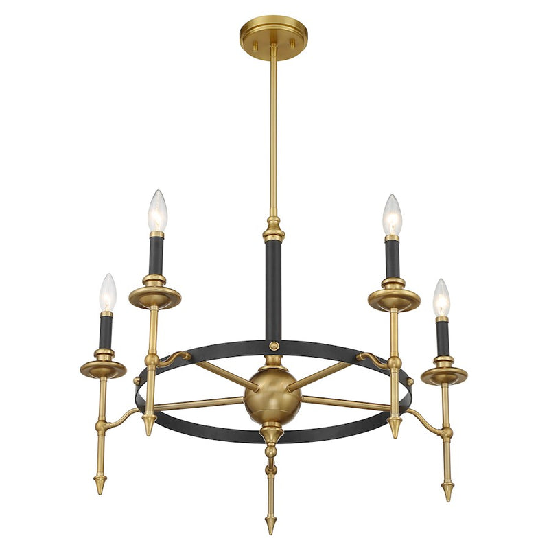 Savoy House Consulate 5Lt Chandelier, Matte Black and Warm Brass