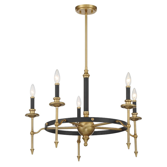 Savoy House Consulate 5Lt Chandelier, Matte Black and Warm Brass