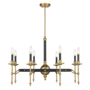 Savoy House Consulate 8Lt Chandelier, Matte Black and Warm Brass - 1-9512-8-143