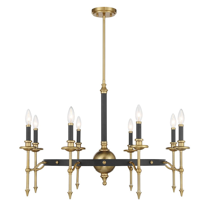 Savoy House Consulate 8Lt Chandelier, Matte Black and Warm Brass