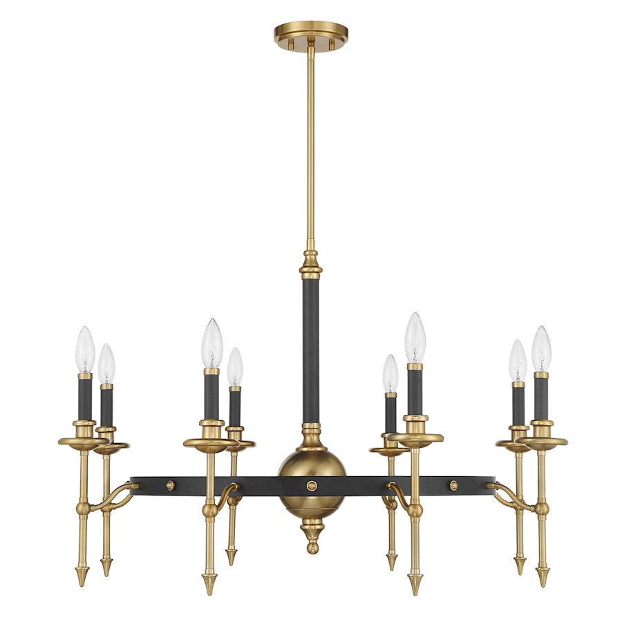 Savoy House Consulate 8Lt Chandelier, Matte Black and Warm Brass
