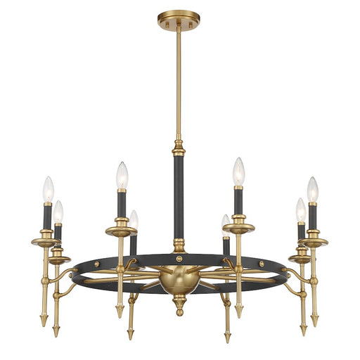 Savoy House Consulate 8Lt Chandelier, Matte Black and Warm Brass