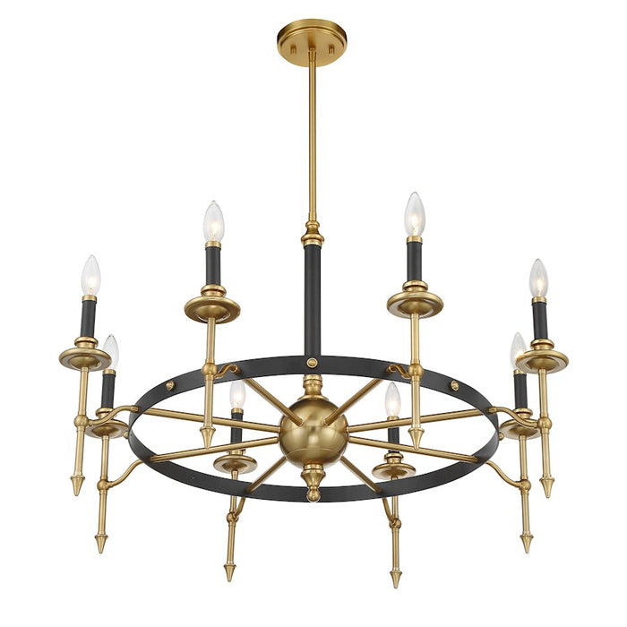 Savoy House Consulate 8Lt Chandelier, Matte Black and Warm Brass