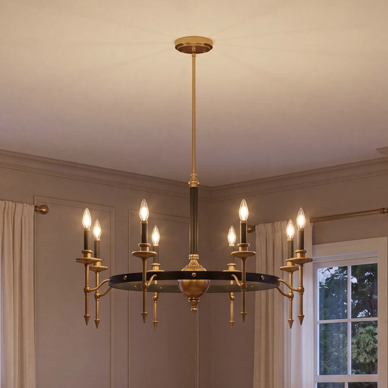 Savoy House Consulate 8Lt Chandelier, Matte Black and Warm Brass