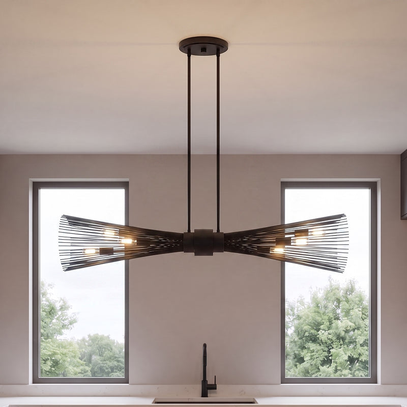 Savoy House Longfellow 6-Light Linear Chandelier, Matte Black