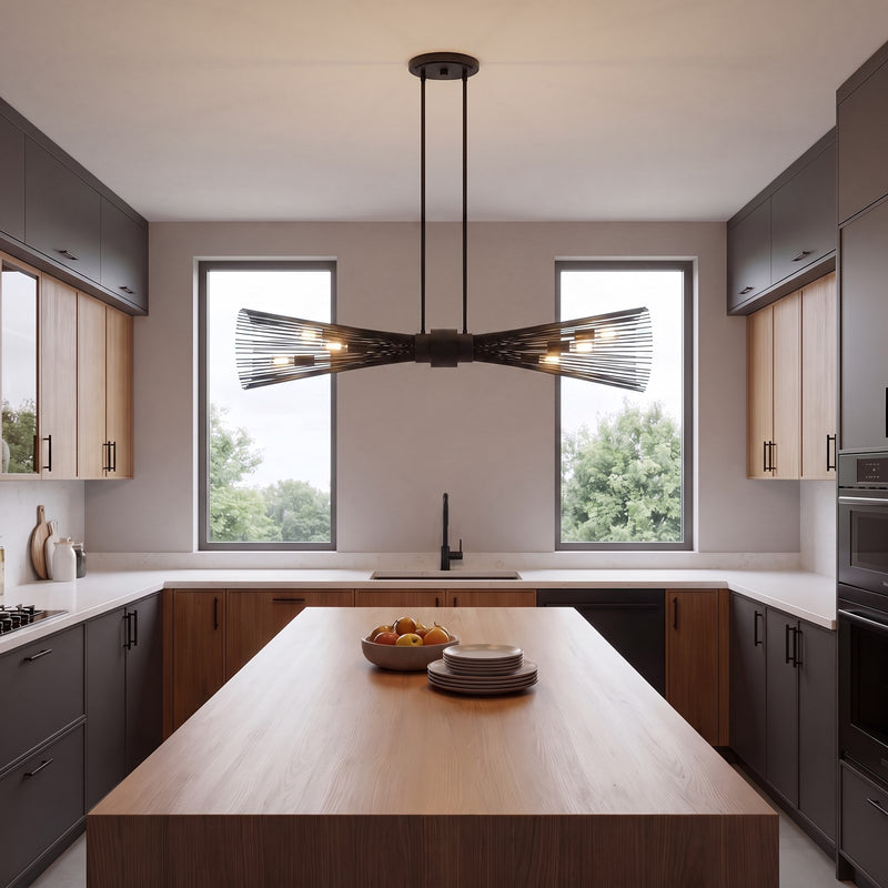 Savoy House Longfellow 6-Light Linear Chandelier, Matte Black