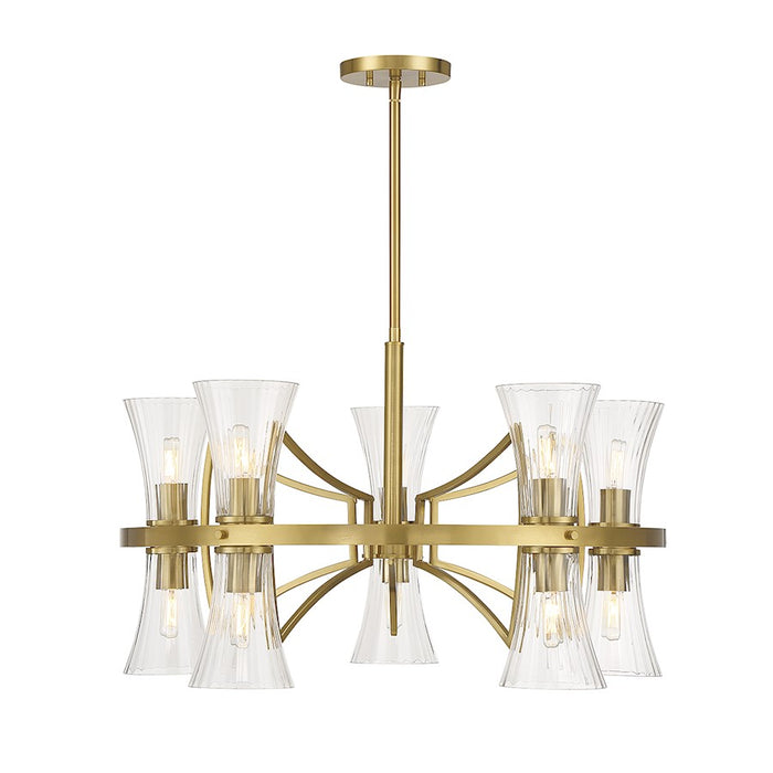 Savoy House Bennington Chandelier, Brass/Clear Ribbed