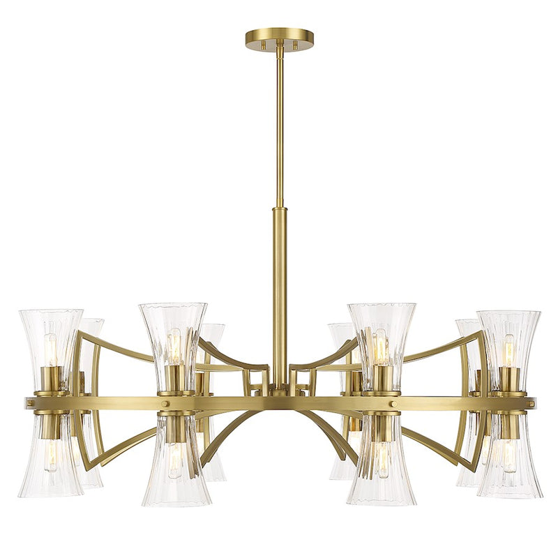 Savoy House Bennington Chandelier, Brass/Clear Ribbed