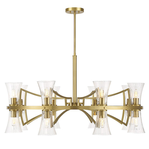 Savoy House Bennington Chandelier, Brass/Clear Ribbed