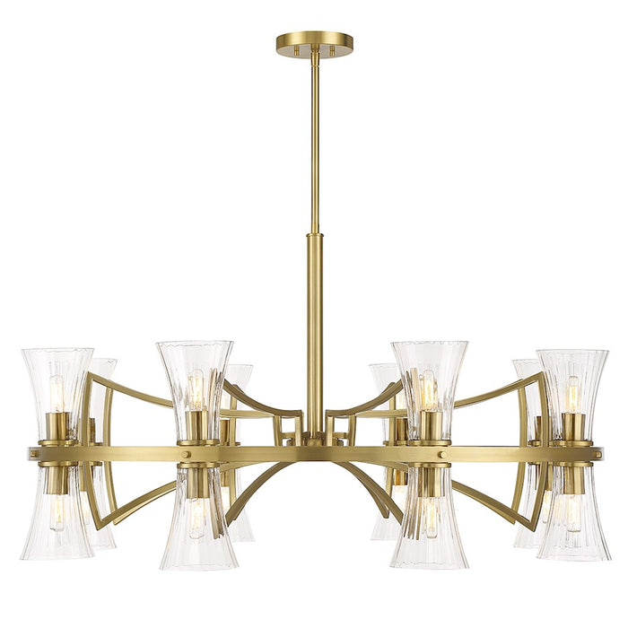 Savoy House Bennington Chandelier, Brass/Clear Ribbed