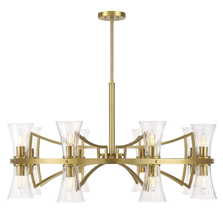 Savoy House Bennington Chandelier, Brass/Clear Ribbed
