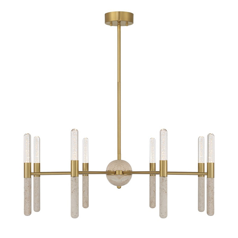 Savoy House Linden 8 Lt Chandelier, Clear Seeded, Warm Brass