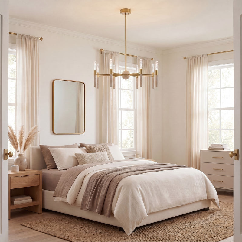 Savoy House Linden 8 Lt Chandelier, Clear Seeded, Warm Brass