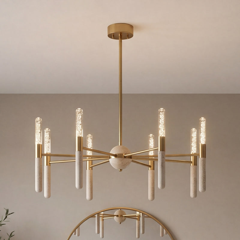 Savoy House Linden 8 Lt Chandelier, Clear Seeded, Warm Brass