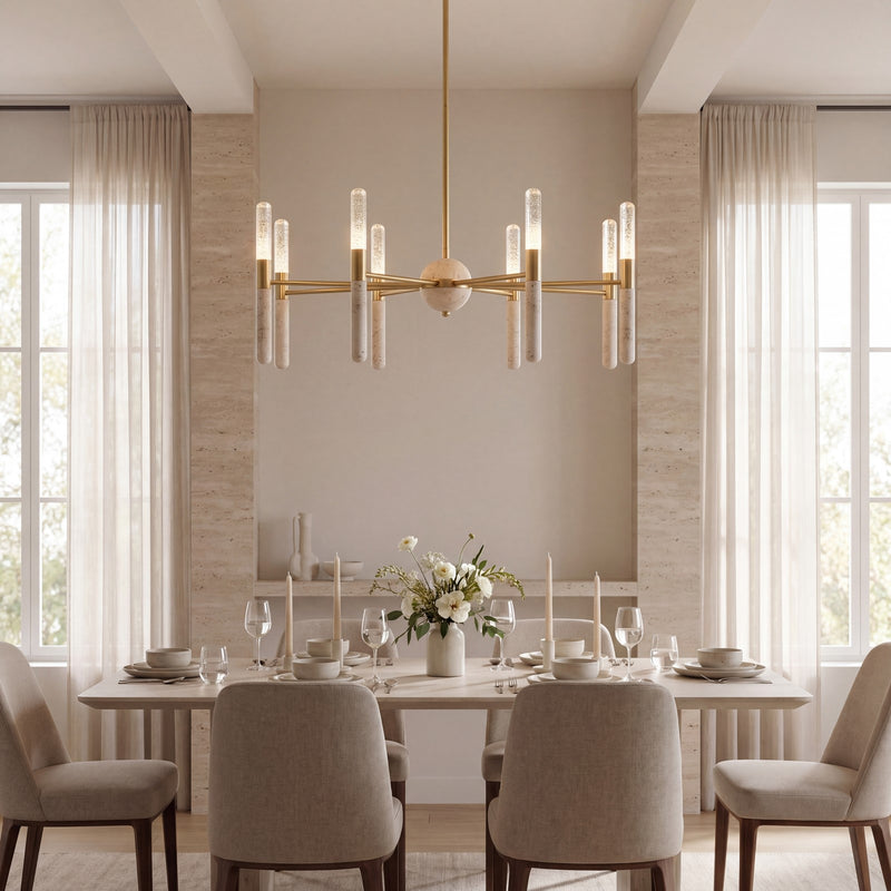 Savoy House Linden 8 Lt Chandelier, Clear Seeded, Warm Brass