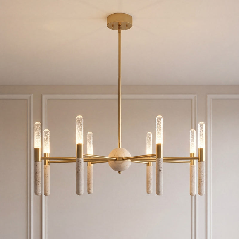 Savoy House Linden 8 Lt Chandelier, Clear Seeded, Warm Brass