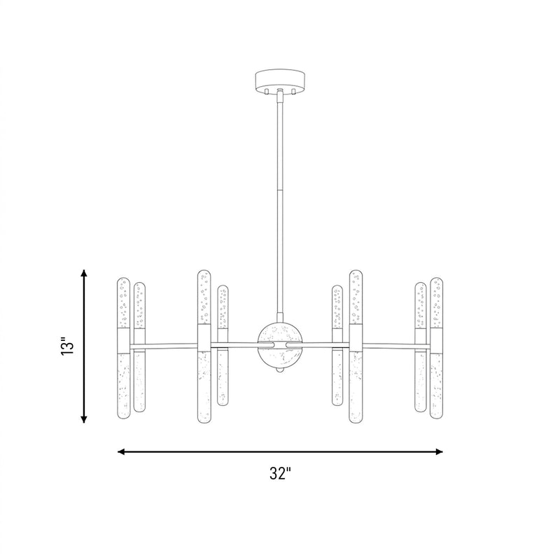 Savoy House Linden 8 Lt Chandelier, Clear Seeded, Warm Brass