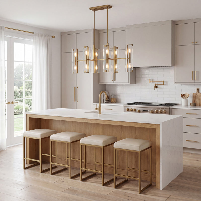 Savoy House Winfield 12-Light Linear Chandelier, Warm Brass