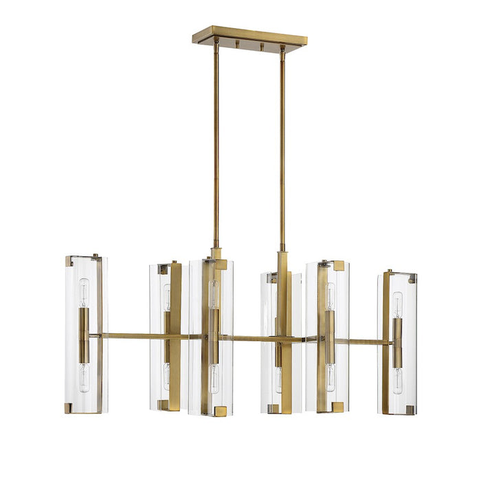 Savoy House Winfield 12-Light Linear Chandelier, Warm Brass