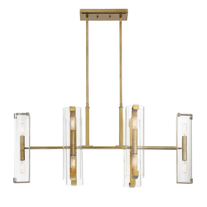 Savoy House Winfield 12-Light Linear Chandelier, Warm Brass