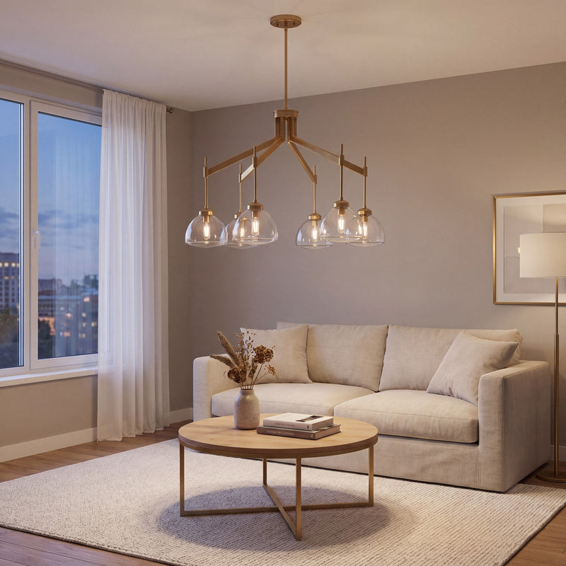 Savoy House Corbin 6-Light Chandelier, Warm Brass