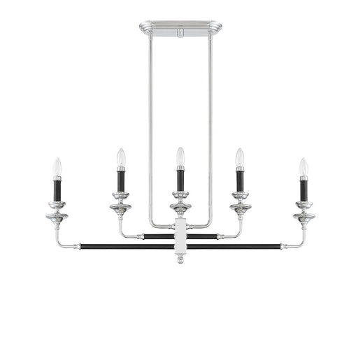Savoy House Davidson 5 Light Linear Chandelier, Black & Chrome