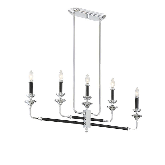 Savoy House Davidson 5 Light Linear Chandelier, Black & Chrome