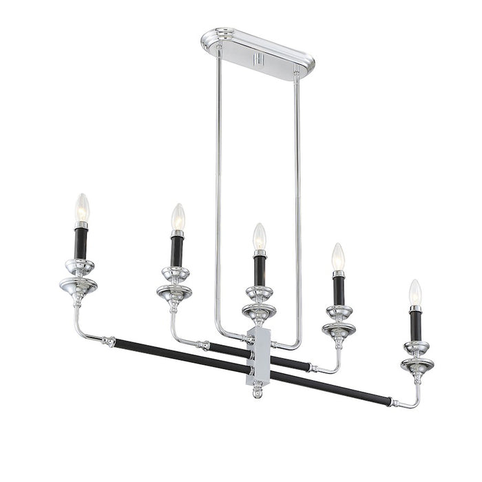 Savoy House Davidson 5 Light Linear Chandelier, Black & Chrome