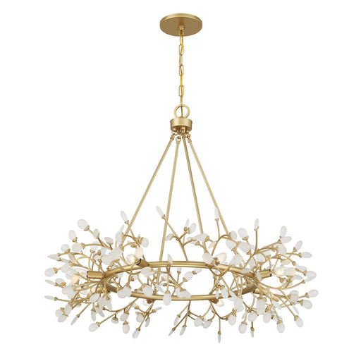 Savoy House Once 8 Light Chandelier, Spun Gold/Frosted