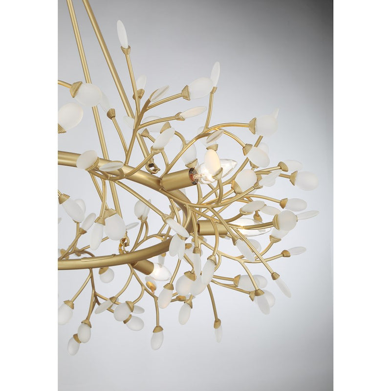 Savoy House Once 8 Light Chandelier, Spun Gold/Frosted