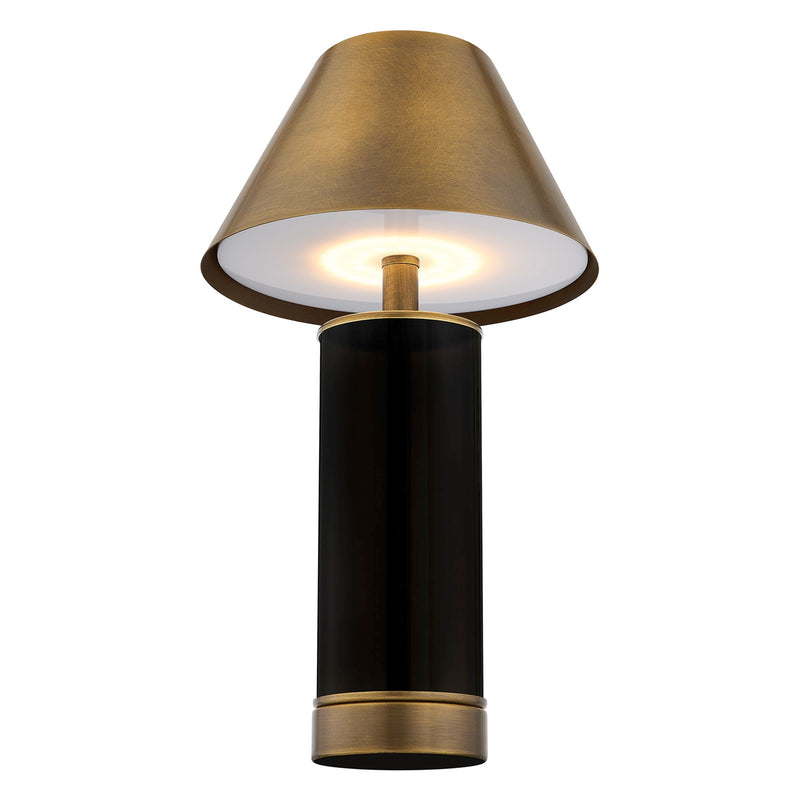 Savoy House Molly 1-Light Rechargeable Table Lamp | Black Metal and Brass Shade | Bedside & Patio Portable Light | 240 Lumens, 3000K | Model 11-CD04RC-BK