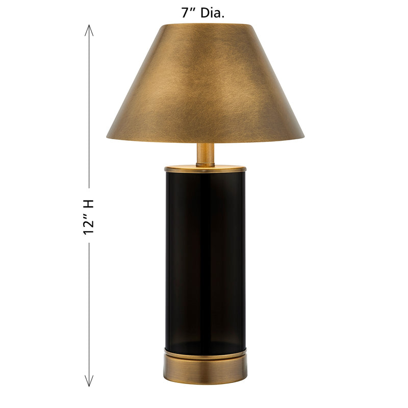 Savoy House Molly 1-Light Rechargeable Table Lamp | Black Metal and Brass Shade | Bedside & Patio Portable Light | 240 Lumens, 3000K | Model 11-CD04RC-BK
