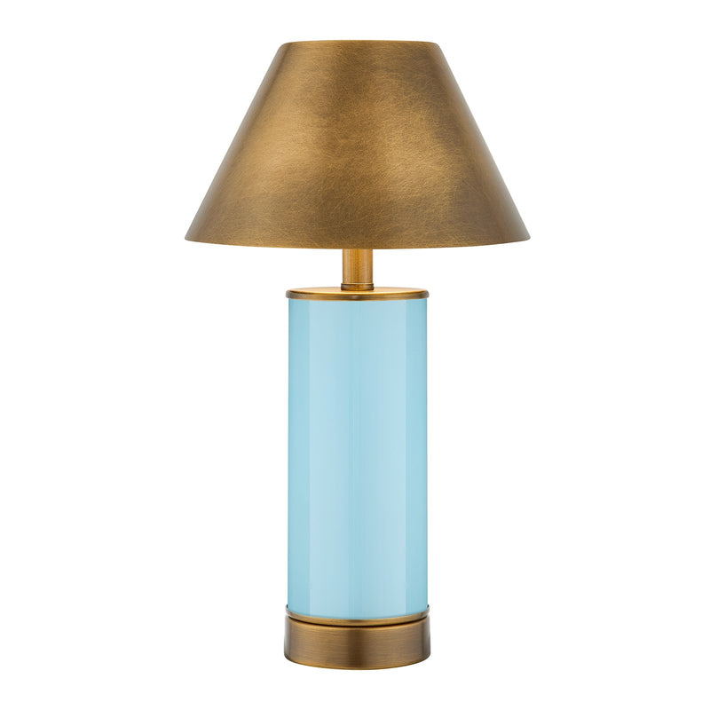 Savoy House Molly 1-Light Rechargeable Table Lamp | Light Blue Metal and Brass Shade | Bedside & Patio Portable Light | 240 Lumens | Model 11-CD04RC-LBL