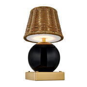 Savoy House Sally 5.5in 1-Light Rechargeable Table Lamp | Coastal Black Wicker and Ceramic | Bedside & Patio Accent | 240 Lumens | Model 11-CD23RC-BK