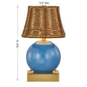 Savoy House Sally 5.5in 1-Light Rechargeable Table Lamp | Coastal Blue Wicker and Ceramic | Bedside & Patio Accent | 240 Lumens | Model 11-CD23RC-BL
