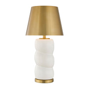 Savoy House Shelly 1-Light Rechargeable Table Lamp | Soft Modern White Ceramic and Brass Metal | Bedroom & Patio Accent | 240 Lumens | Model 11-CD24RC
