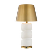 Savoy House Shelly 1-Light Rechargeable Table Lamp | Soft Modern White Ceramic and Brass Metal | Bedroom & Patio Accent | 240 Lumens | Model 11-CD24RC