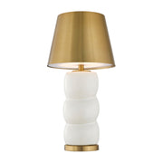 Savoy House Shelly 1-Light Rechargeable Table Lamp | Soft Modern White Ceramic and Brass Metal | Bedroom & Patio Accent | 240 Lumens | Model 11-CD24RC