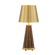 Savoy House Hazel 1-Light Rechargeable Table Lamp | Coastal Brass Metal and Wicker Rattan | Bedroom & Patio Accent | 240 Lumens, 3000K | Model 11-CD25RC