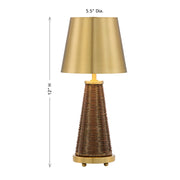 Savoy House Hazel 1-Light Rechargeable Table Lamp | Coastal Brass Metal and Wicker Rattan | Bedroom & Patio Accent | 240 Lumens, 3000K | Model 11-CD25RC