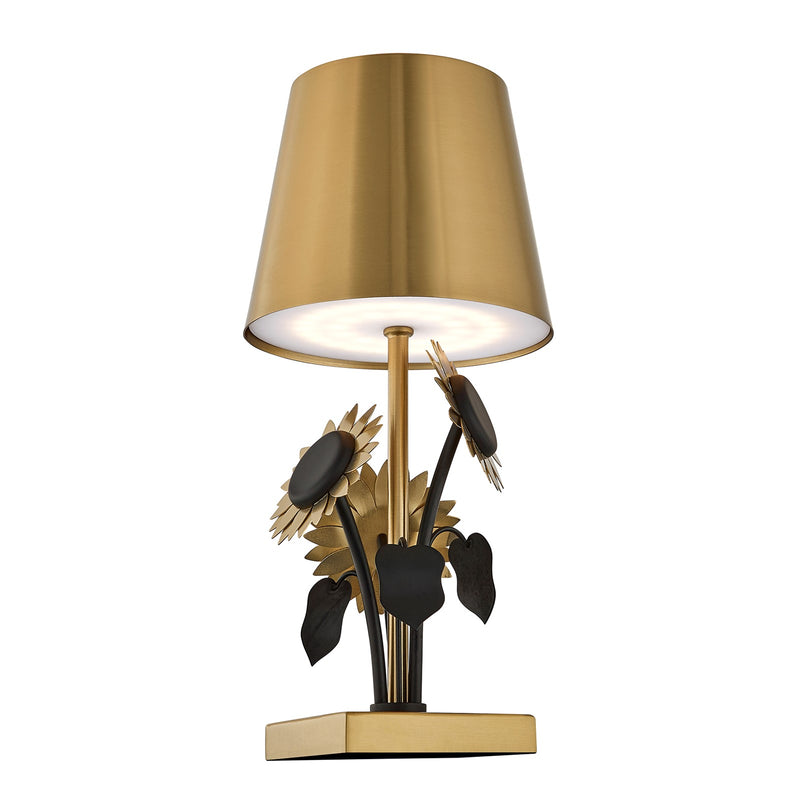Savoy House Posey 1-Light Rechargeable Table Lamp | Nature-Inspired Brass and Black Metal | Bedroom & Patio Accent | 240 Lumens, 3000K | Model 11-CD26RC